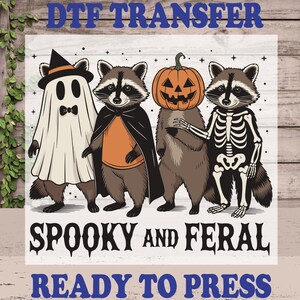 Spooky and Feral Raccoon Ready To Press, Funny Halloween Raccoon Dtf, Raccoon Lover Dtf, Boys Halloween Dtf, Spooky and Feral Dtf, Raccoon