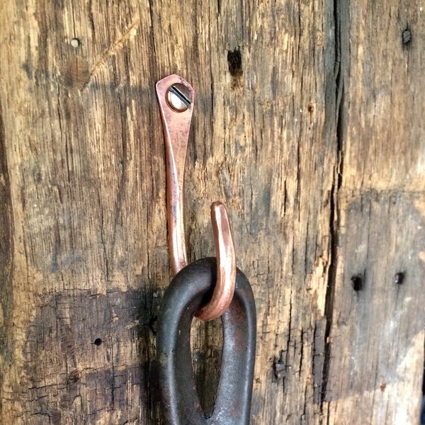 Hand Forged Copper Utility Hook.