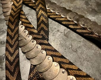 Hand-Block Printed Slimline Sling, Bronze on Black