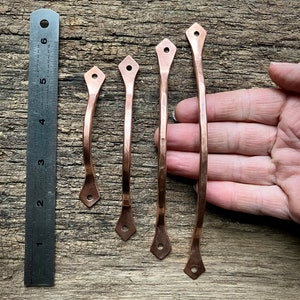 Hand Forged Solid Copper Drawer Pulls, Handles. Hammered Round Style.