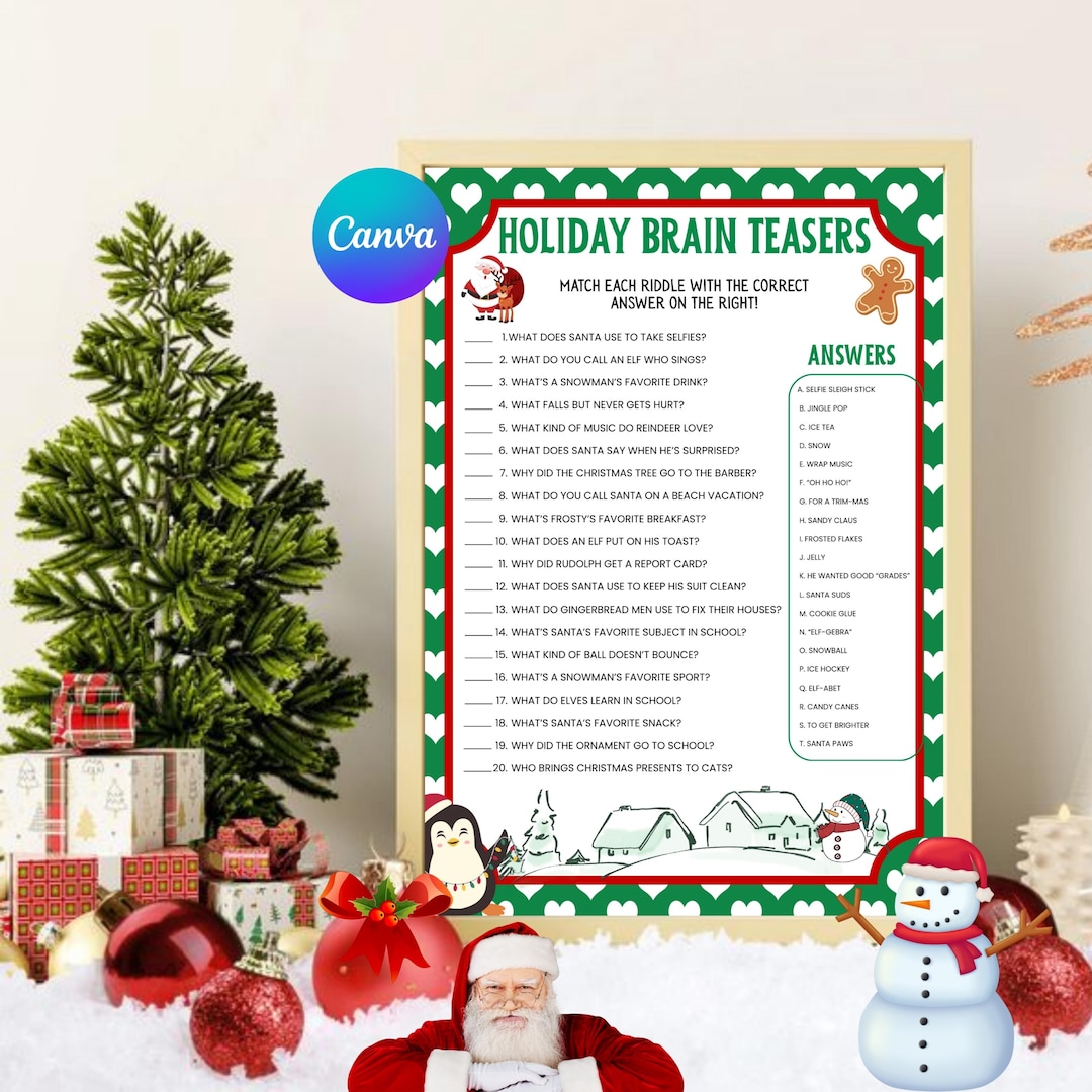 Christmas Riddles Game Printable: Holiday Game for Kids, Family ...