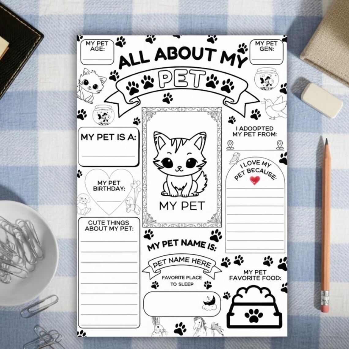 Editable All About My Pet Worksheet Canva, Kids Pet Activity Page ...