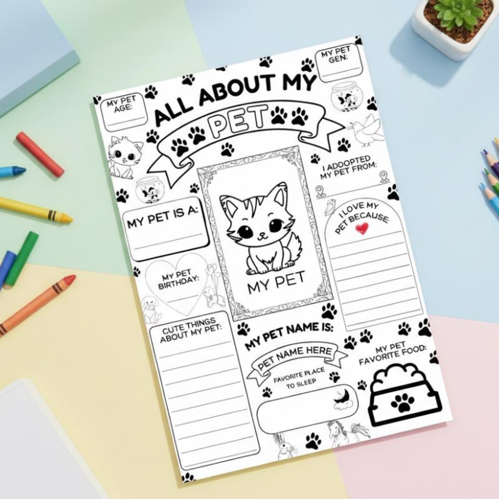 Editable All About My Pet Worksheet Canva, Kids Pet Activity Page ...