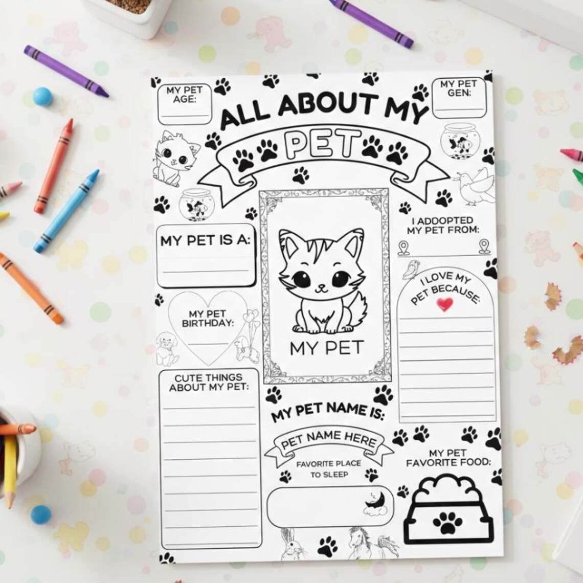 Editable All About My Pet Worksheet Canva, Kids Pet Activity Page ...