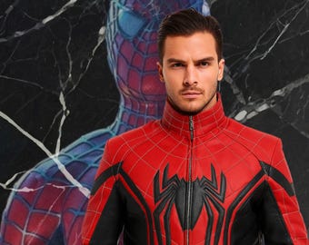 Handmade Spider Web Leather Jacket: Halloween Cosplay Costume