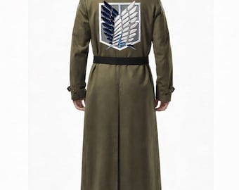 Sobretudo Attack on Titan – Asas da Liberdade do Corpo de Investigação, em algodão verde-oliva.