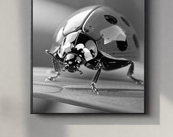 Black and White Ladybug Portrait | Powerful Wall Art Digital Print | Instant Download Poster | PDF, JPEG & PNG