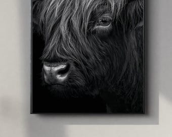 Black and White Yak Portrait | Powerful Wall Art Digital Print | Instant Download Poster | PDF, JPEG & PNG