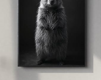 Black and White Quokka Portrait | Modern Wall Art Digital Print | Instant Download Poster | PDF, JPEG & PNG
