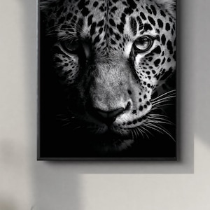 Black and White Jaguar Portrait | Powerful Wall Art Digital Print | Instant Download Poster | PDF, JPEG & PNG
