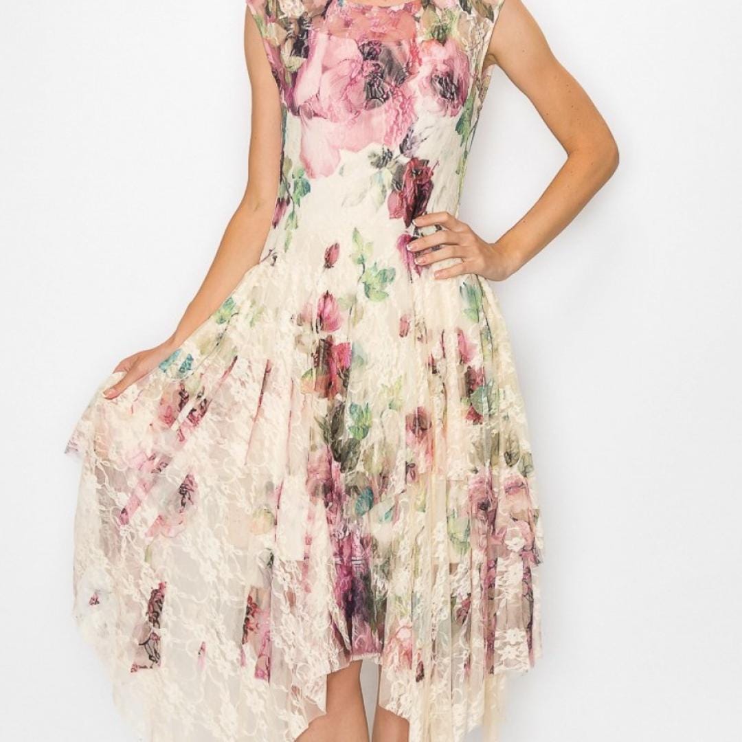 lace garden party dress Blue Lace Midi Dress: Wedding Guest Dress, Garden Party Dress