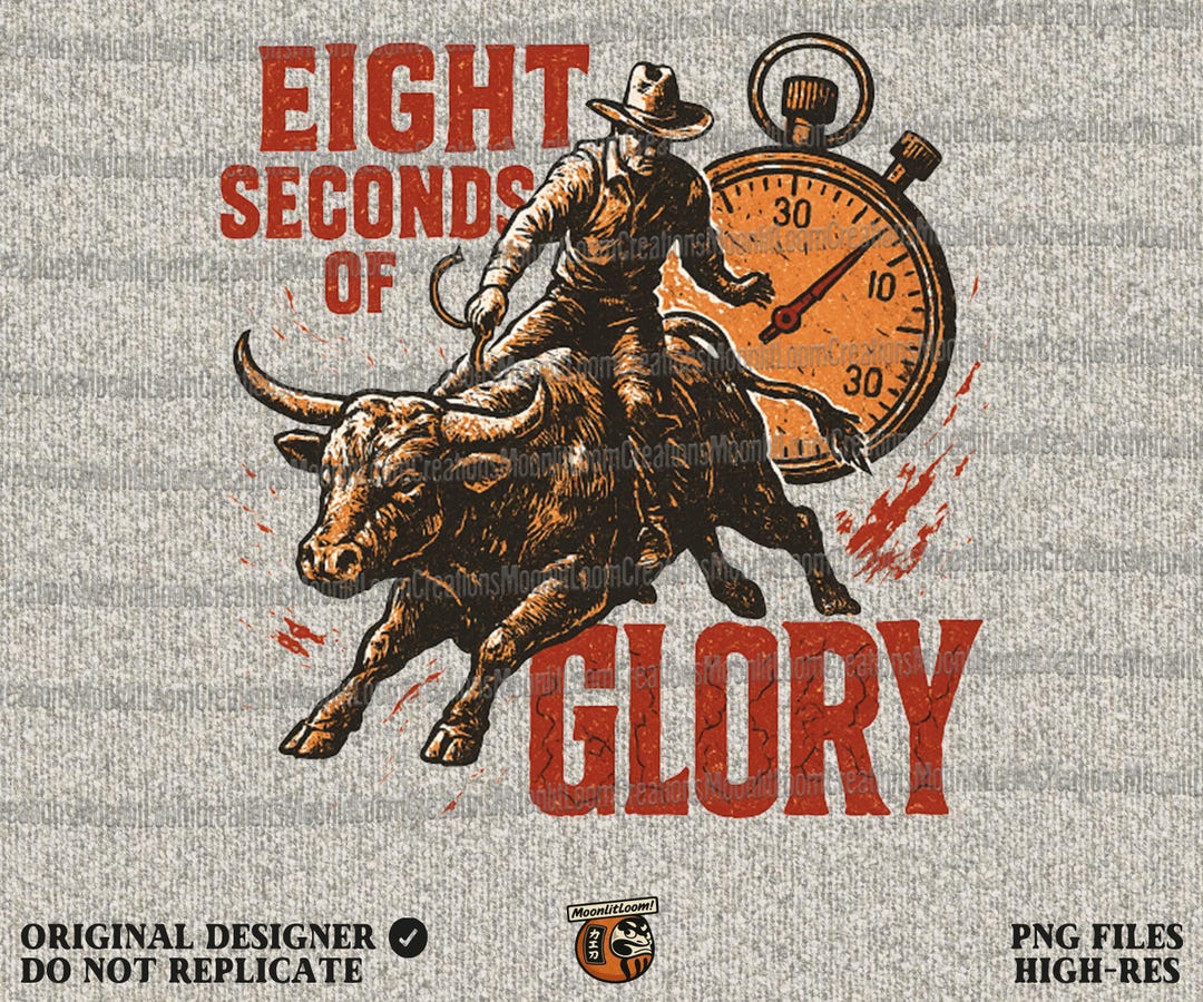 Eight Seconds of Glory PNG, Rodeo Cowboy Bull Rider Sublimation ...