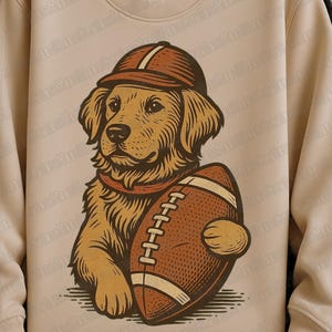Football Dog PNG | Golden Retriever Sublimation Design | Game Day Pet Lover Clipart | Fall Sports Shirt Design PNG | football season dog PNG