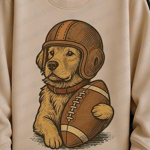 Football Dog PNG | Golden Retriever Sublimation Design | Game Day Pet Lover Clipart | Fall Sports Shirt Design PNG | football season dog PNG