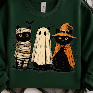 Halloween Cat PNG | Spooky Black Cat Sublimation Design | Witch Ghost Mummy Cats Clipart | Cute Retro Halloween PNG | Halloween Cat Mama PNG