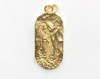 Oval Mermaid Charm – Ocean Mermaid Pendant for Jewelry Making, Nautical Coin Charm, Beach Jewelry Supply for Necklaces & Bracelets, Nautical