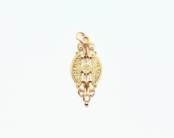 Gold Deco Connector, Vintage Connector, Antique Supply, Antique Jewelry, Art Deco Jewelry, Earring Component, Pewter Finding, Britannium