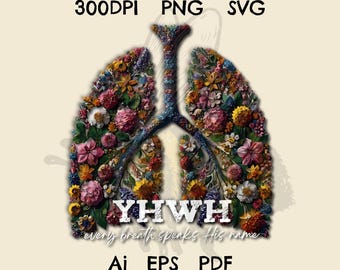 YHWH Lungs Christian Art, Floral Spiritual (ai, eps, png, svg)