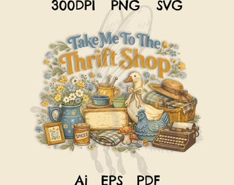 Retro Thrift Shop – Vintage Reseller Grafik, Y2K Design (ai, eps, svg)