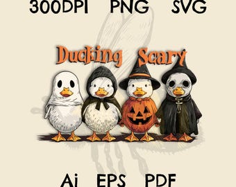 Halloween Goose PNG, Scary Duckling, Autumn Sublimation Design