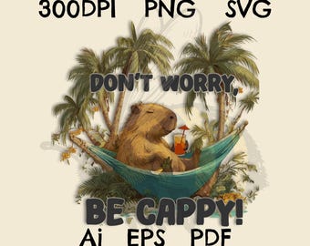 Keine Sorge, Cappy Capybara png, Sublimationsvektor (ai, eps, svg)