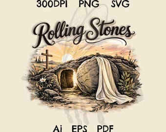 Rolling Stones png artwork, retro music design, T-Shirt Sublimation (ai, eps, svg)