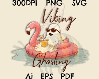 Summerween Geist PNG, Vibing Strand Clipart (Digitale Dateien)