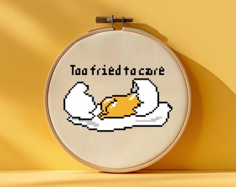 Lazy Egg Cross Stitch Pattern, Funny Pixel Art (PDF Pattern)