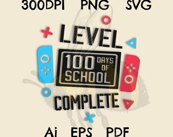 100 Days of School Gamer (svg, png, ai, eps)