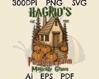 Hagrid's Pumpkin Farm PNG, Retro Fall Vibes (Digital Files)