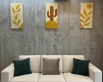 Conjunto de 3 peças de arte de parede em tela com tema desértico
