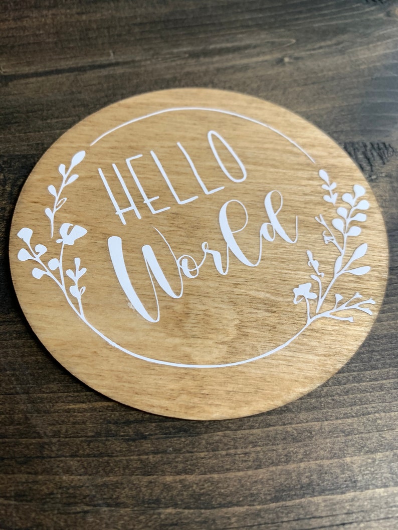 Pregnancy Hello World Photo Prop Name Props Milestones Baby Milestone Milestone Round Baby Months Milestone