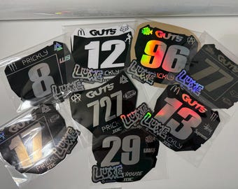 Custom Motocutz or ODI Number Plate Decals with Substance vinyl and laminate!