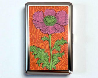 Poppy Cigarette Case - Vintage Trinket Wallet Card Holder