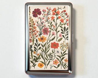 Floral Cigarette Case - Vintage Trinket Wallet Card Holder
