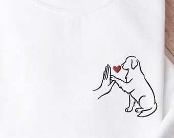 Katzen Hunde Liebhaber Besticktes Sweatshirt: Minimales Herz Haustier Mutter Geschenk