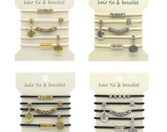 Boho Charm Hair Tie Bracelet Set – Elastic Hair Bands