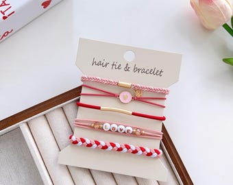 Boho Hair Tie Bracelet Set – Elastic Jewelry Bands