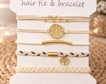 Boho Charm Hair Tie Bracelet Set – Elastic Hair Bands
