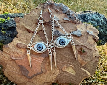 Custom Eyeball Color Spikey Whimsical Earrings