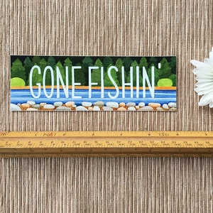 Gone Fishin' Bumper Sticker, Fishing Bumper Sticker, 2 x 6 Vinyl Waterproof Small Bumper Sticker