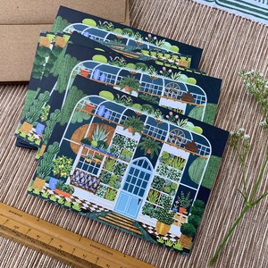 Cartões comemorativos de jardinagem em estufa, cartões com ilustrações botânicas, conjunto em caixa com 8 cartões
