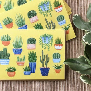 Cartes de voeux cactus et plantes succulentes, lot de 8 cartes, vierges à l'intérieur