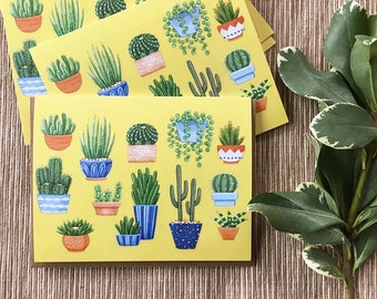 Cactus & Succulents Greeting Cards, Boxed Set of 8 Cards, Blank Inside