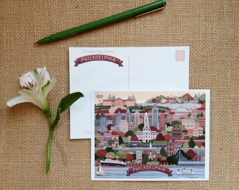 Single Map of Philadelphia Postcard