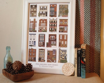 Philadelphia Row Homes, 12" x 18" Poster