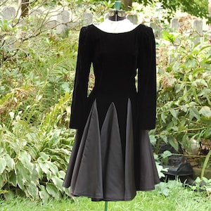 1970&#39;s Black Cocktail Party Dress with Rhinestone Embellishment at Neckline