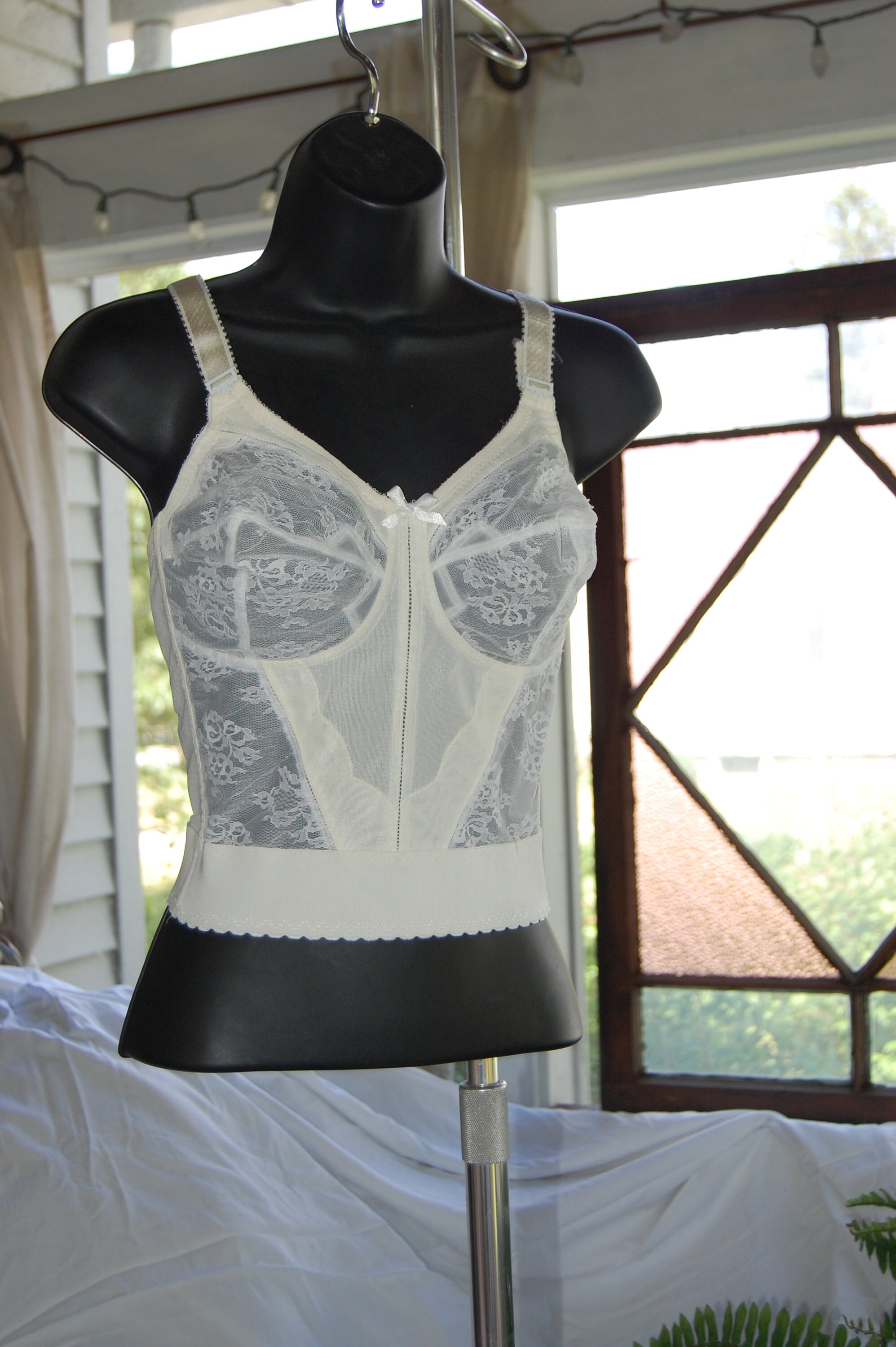1980s Bali Long Line Bra Lace Cups and Lace Sheer Front Panels 36C Etsy