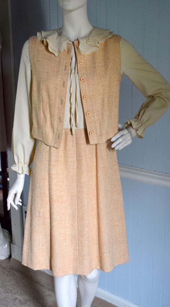 Vintage 1970s Leslie Fay Yellow 2-Piece Dress and… - image 3