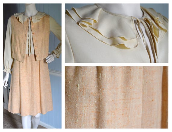 Vintage 1970s Leslie Fay Yellow 2-Piece Dress and… - image 1